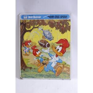 Woody Woodpecker Playing Football with Kids, Frame-tray Puzzle, Whitman, 1977
